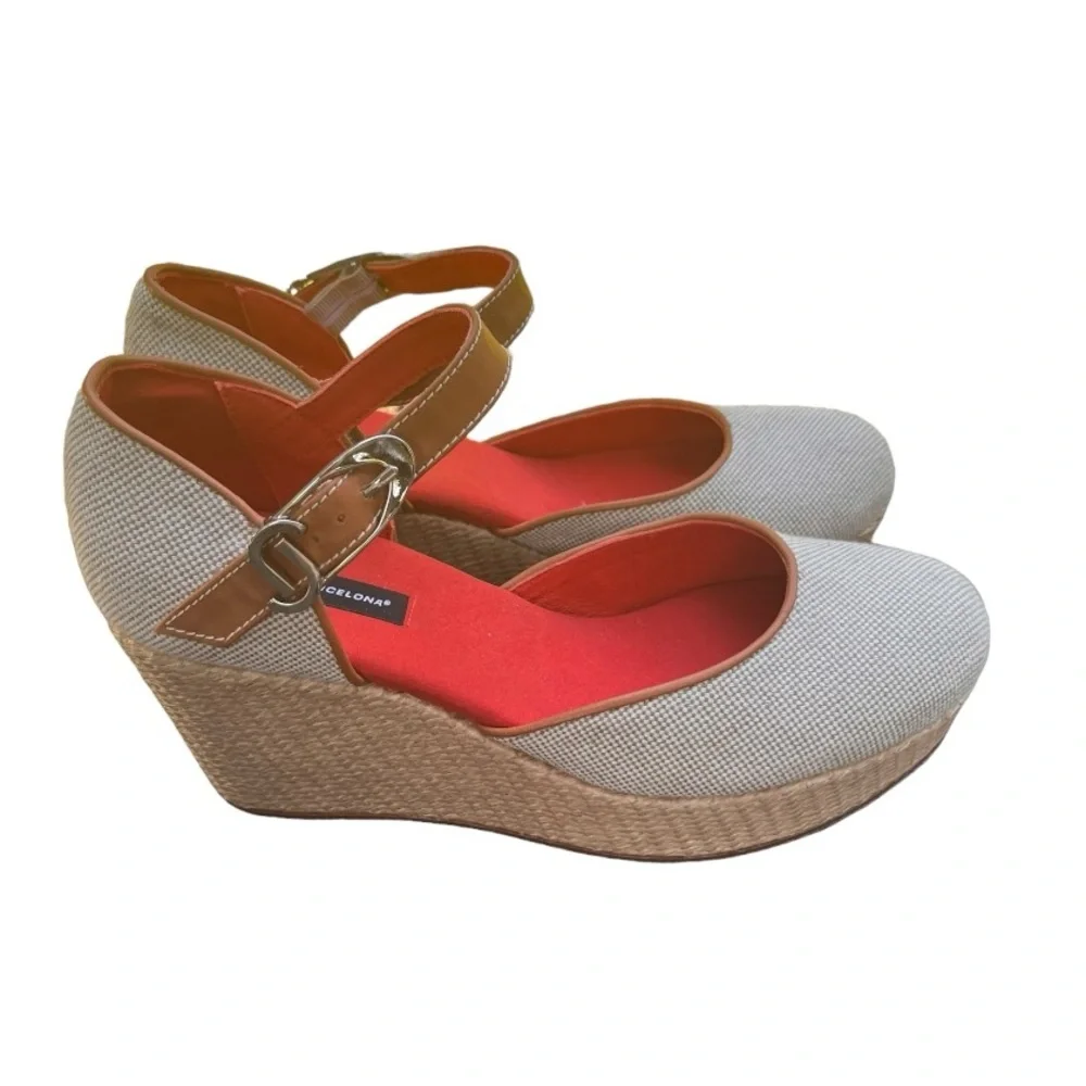 Julieta Barcelona Ona Espadrille Platform Sandals Tan Size 39 NWT